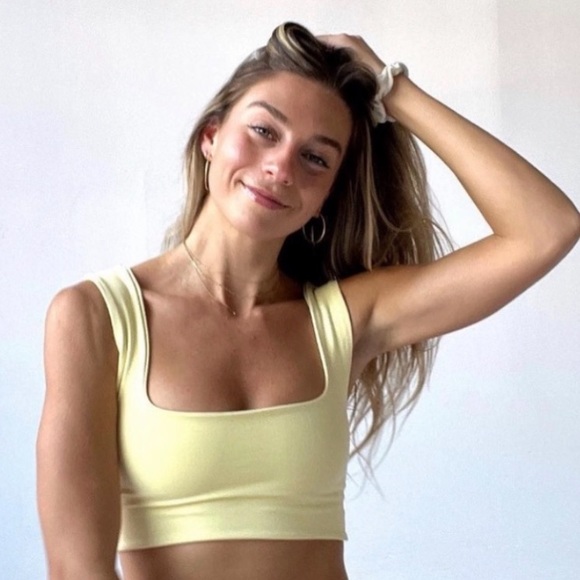 NWOT Free People Don't Be Square Bra in Lemon Cake (light yellow) Size XS/S - Picture 1 of 6